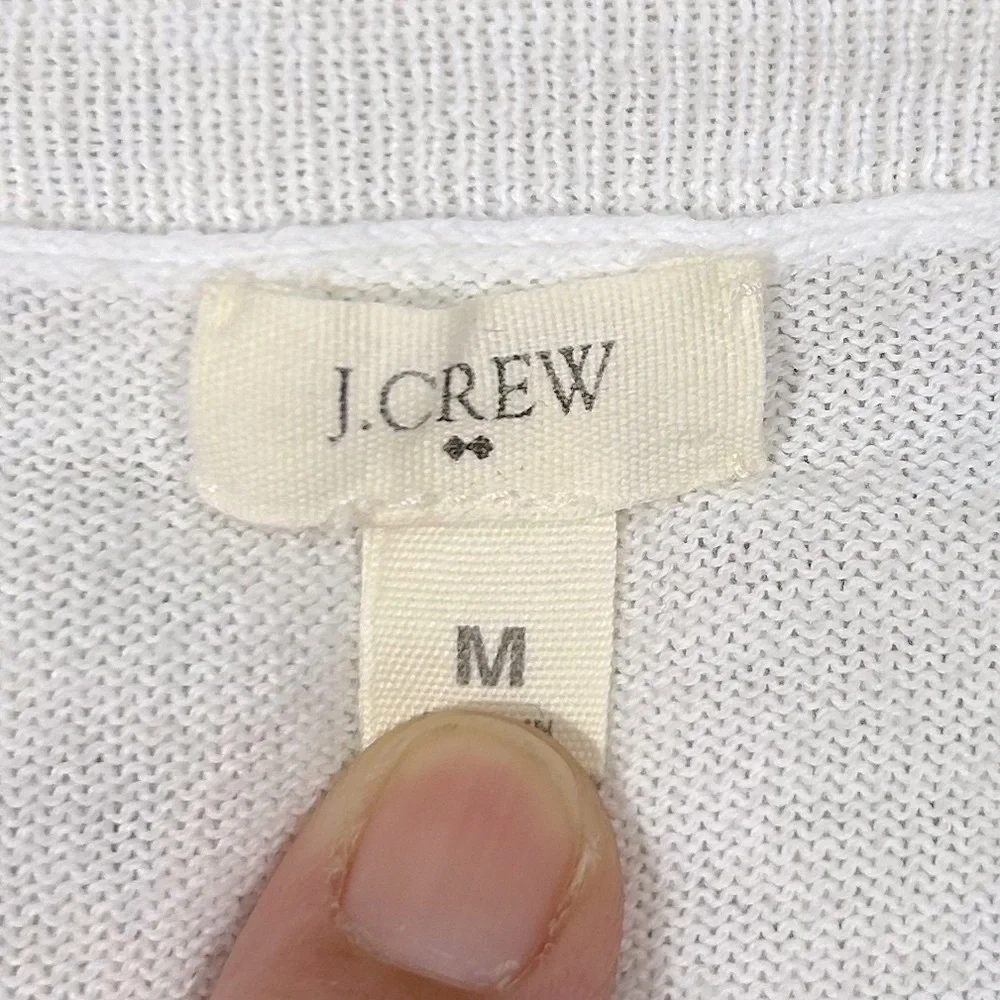 J.Crew Factory White Cotton Crewneck Long Sleeve Sweater  Size M
